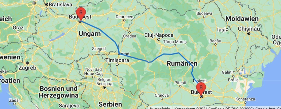 Nachtzüge: Night Tren 346 und 347 zwischen Bukarest und Budapest über Sighisoara und Brasov