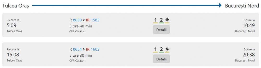Fahrplan der rumänischen Bahn von Tulcea nach Bukarest