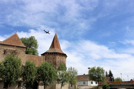 Blue Air - Landeanflug in Sibiu => Kirchenburg in Cristian (Grossau)