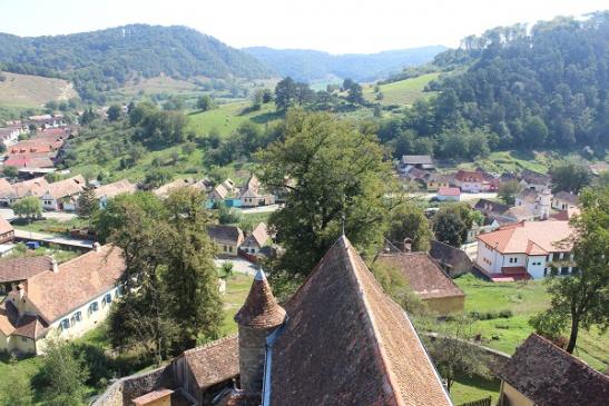 Blick von der Kirchenburg auf Malancrav (Malmkrog)