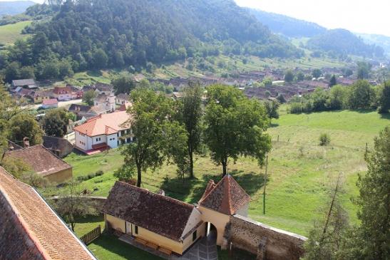 Blick von der Kirchenburg auf Malancrav (Malmkrog)