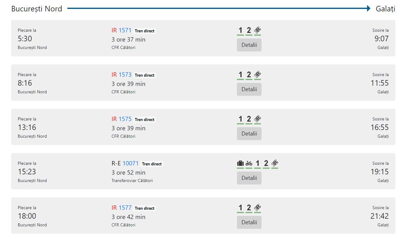 Fahrplan der Bahn: Galati - Bukarest  Stand: Januar 2022