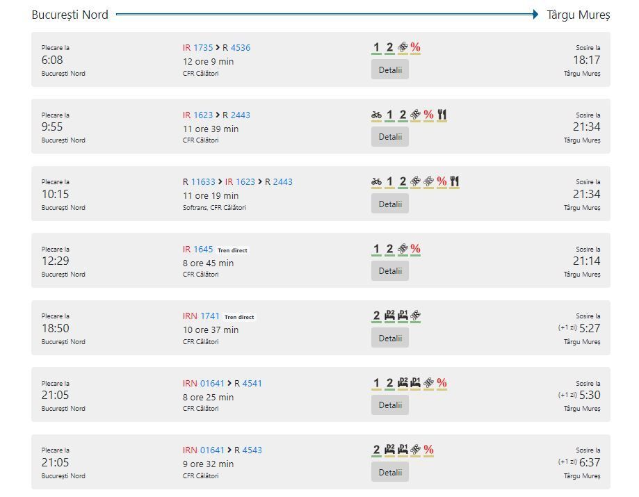 Fahrplan der Bahn: Bukarest - Târgu Mureș    Stand: Januar 2022