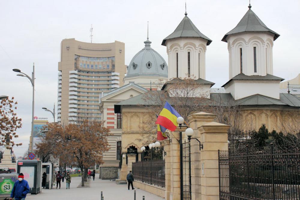 Entlang des Bulevardul Ion C. Brătianu im  Zentrum von Bukarest - Januar 2022