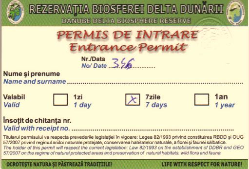 Permit für das Donaudelta