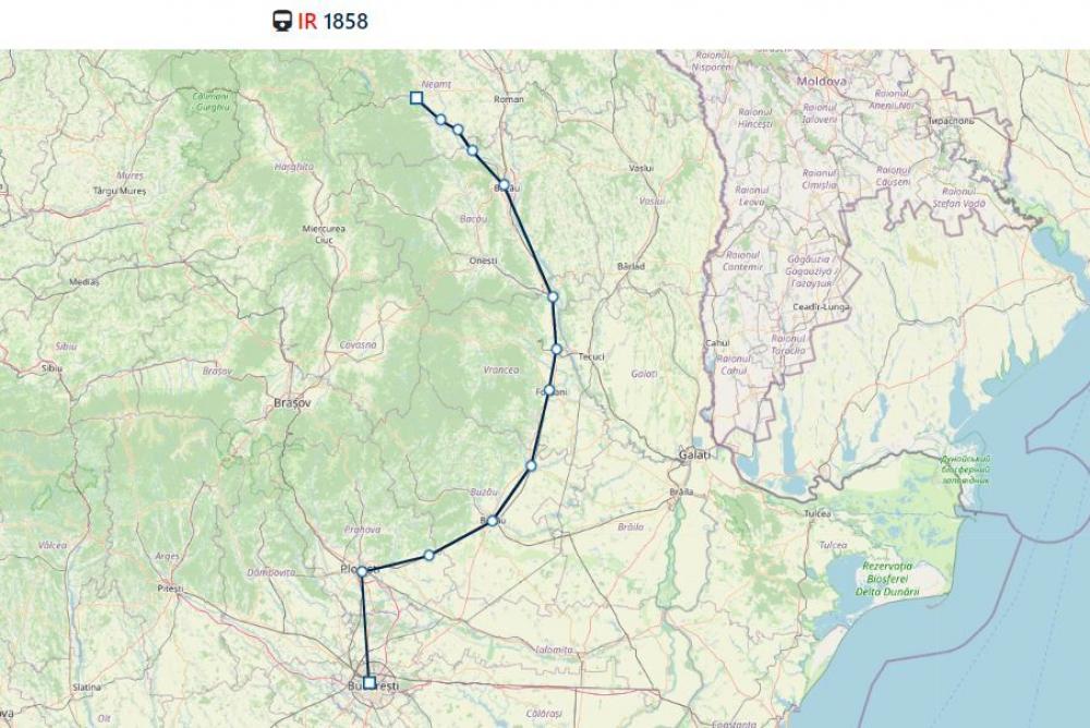  Streckenverlauf des Zuges IR 1858 von Vatra Dornei nach Bukarest